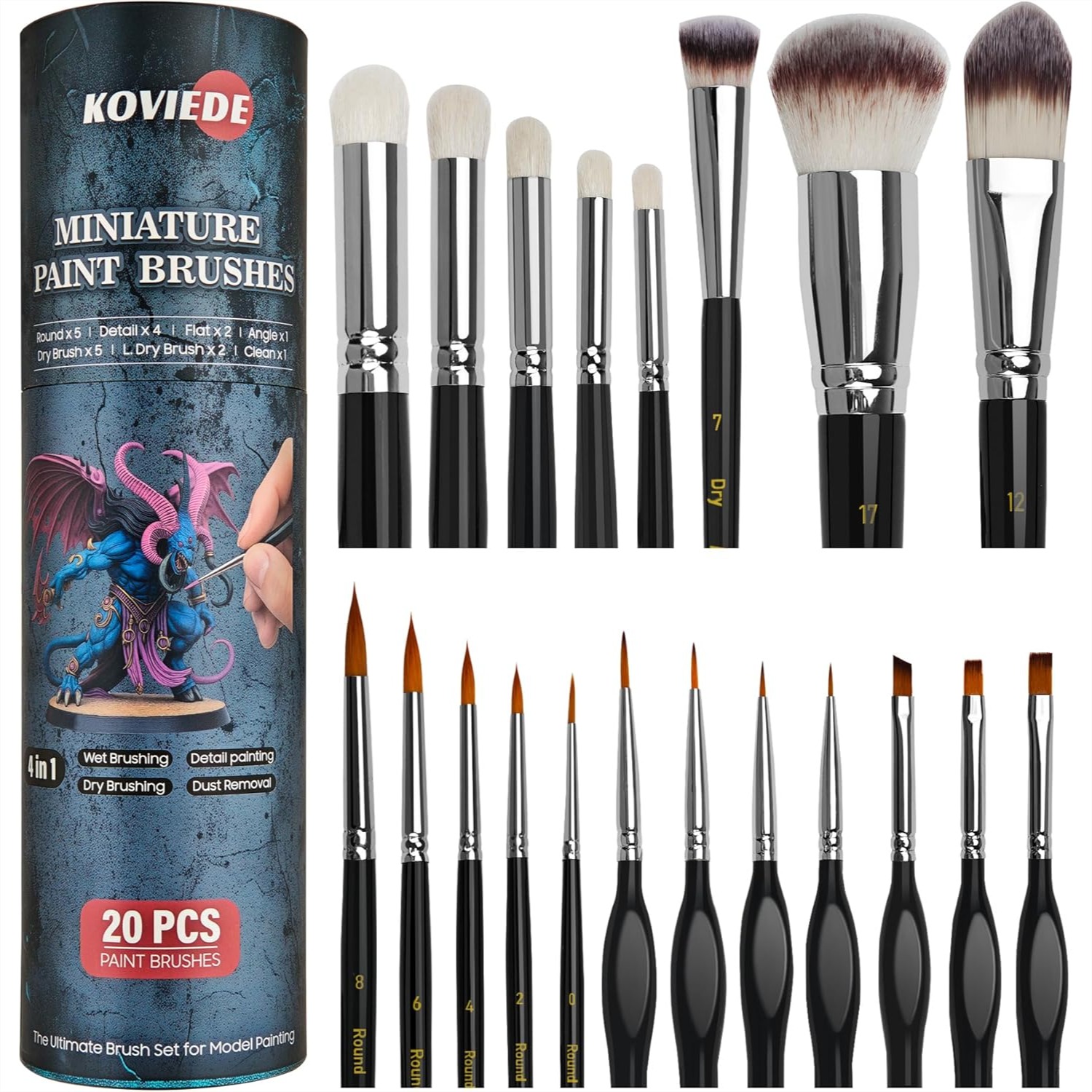 Miniature Painting Set - 20Pcs Miniature Paint Brushes Set for