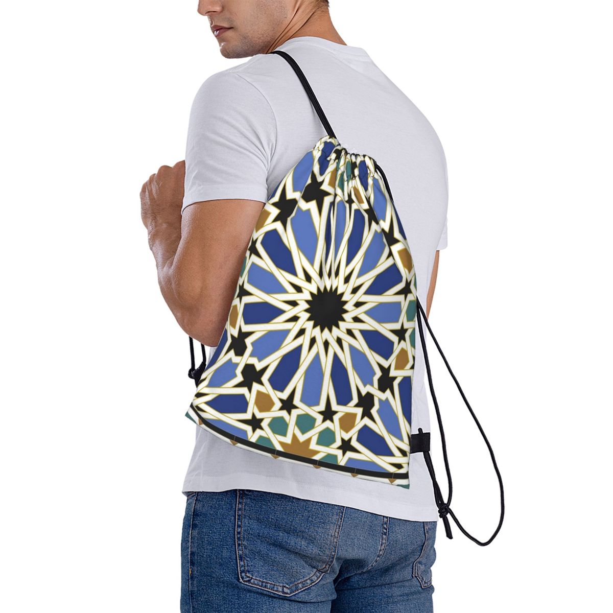Arabic Tile I Backpacks Multi- - Tile Bag Drawstring 리뷰 및 가격