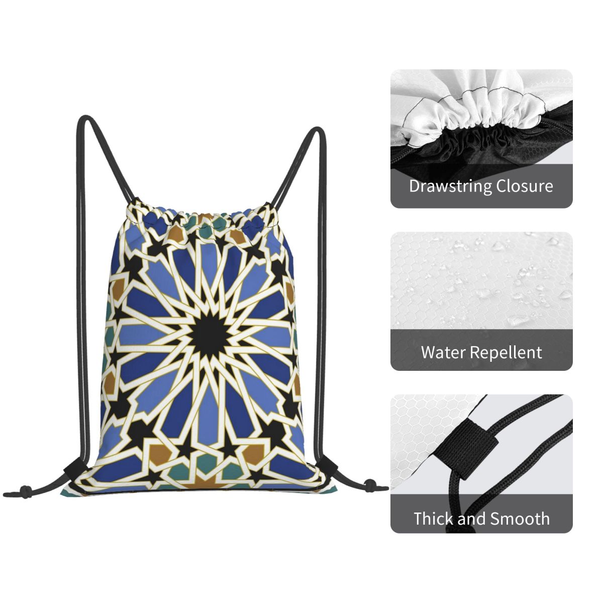 Arabic Tile I Backpacks Multi- - Tile Bag Drawstring 리뷰 및 가격