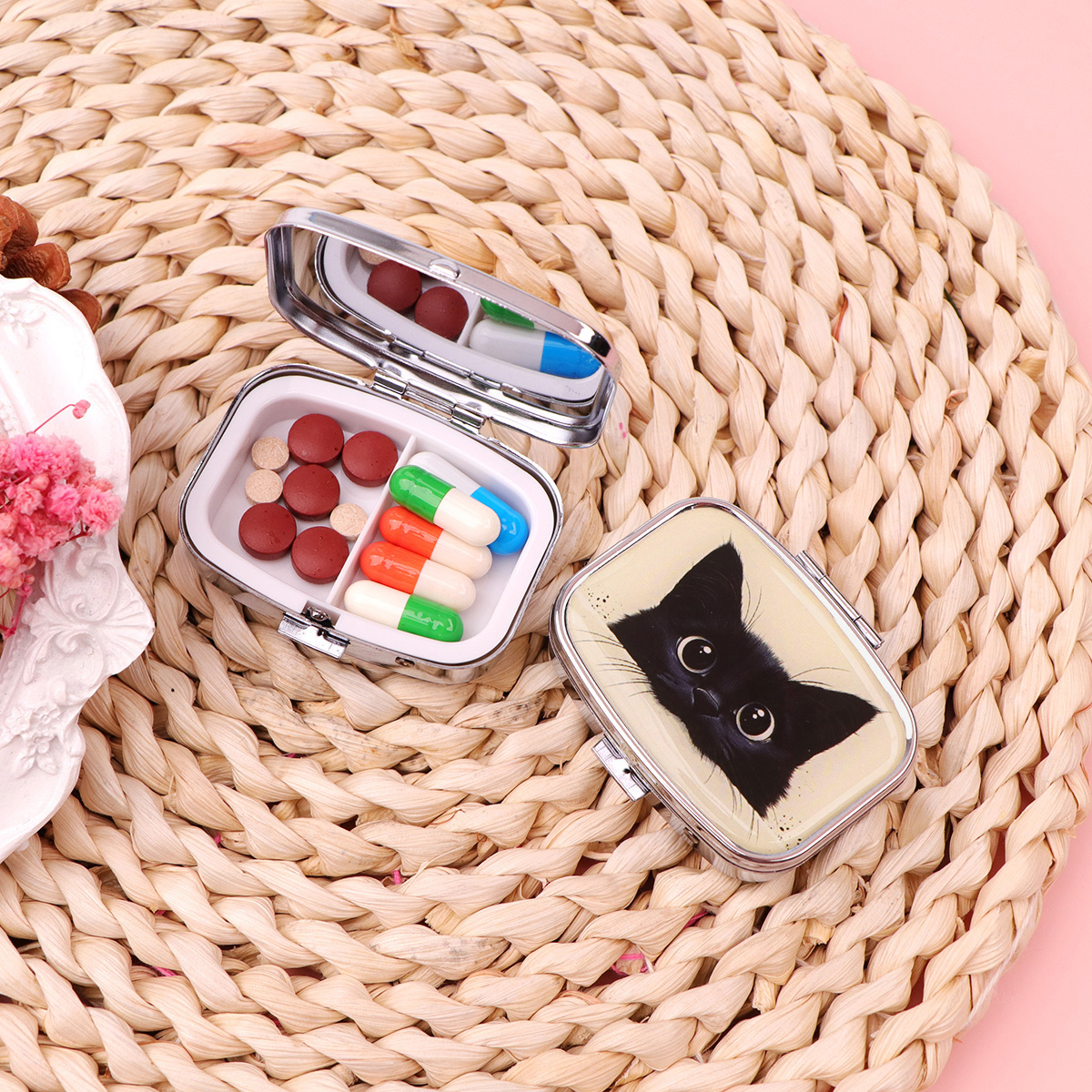 Black Cat Pill Boxes Cartoon A - Token Tray Organizer 리뷰 및 가격