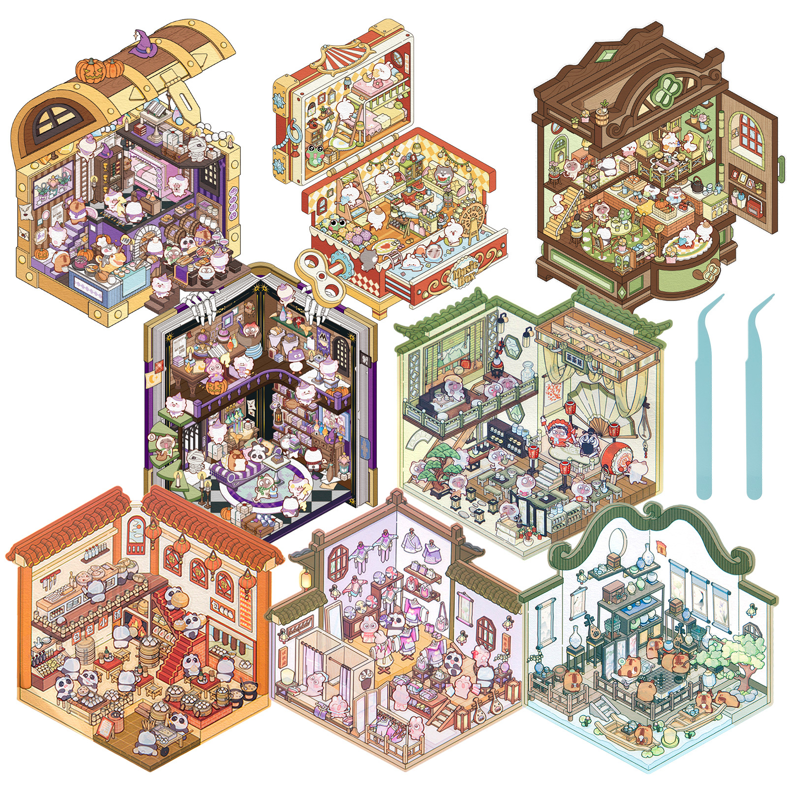 12/8Pc DIY 3D House Stickers S - Miniature Painting Set 리뷰 및 가격