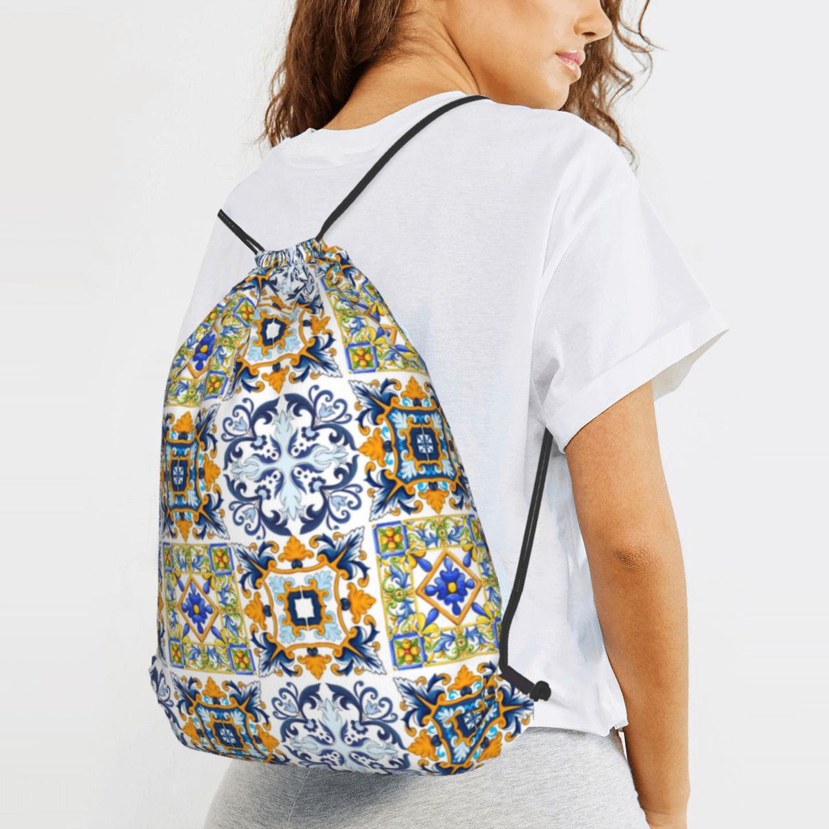Copy Of Sicilian Tiles,mediter - Tile Bag Drawstring 리뷰 및 가격