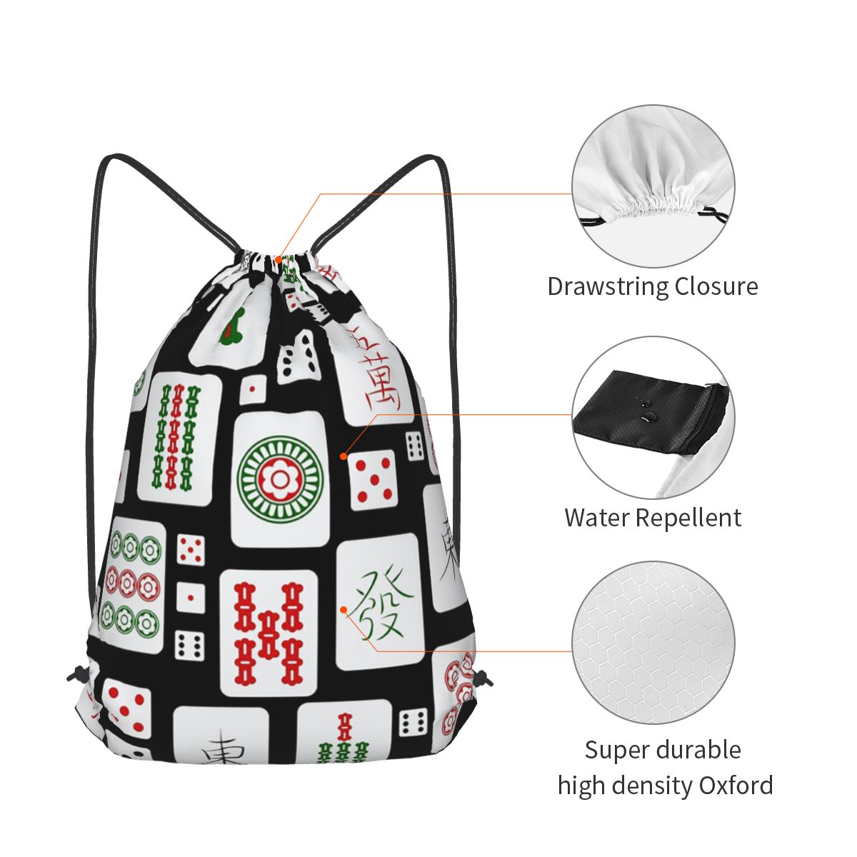 Mahjong Tiles Game Dice Backpa - Tile Bag Drawstring 리뷰 및 가격