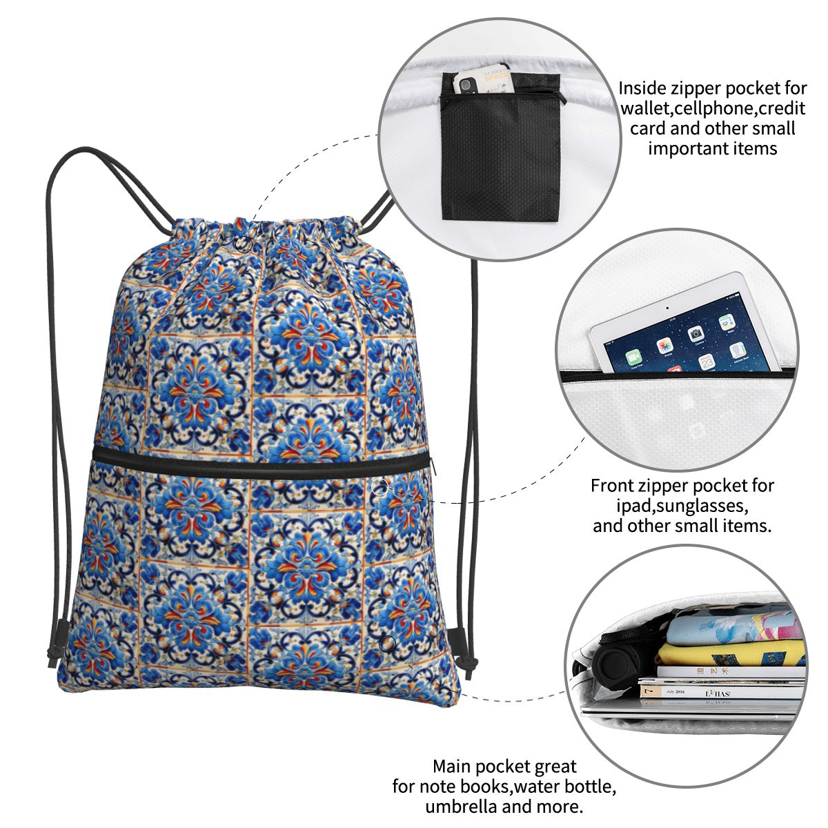 Decorative Spanish Ceramic Til - Tile Bag Drawstring 리뷰 및 가격