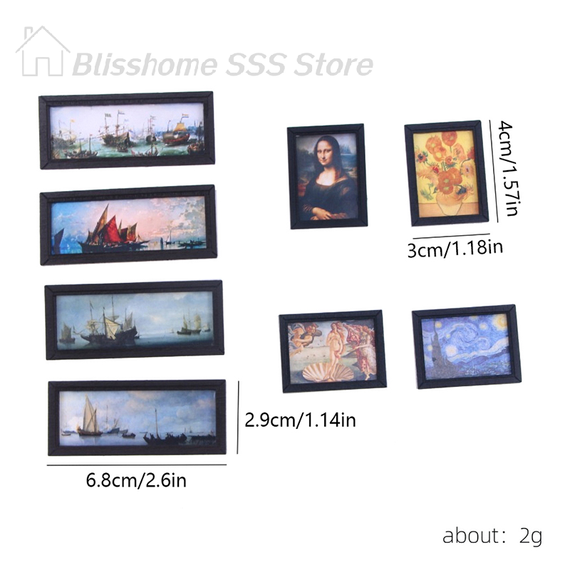 【S】8Pcs/Set 1:12 Dollhouse Min - Miniature Painting Set 리뷰 및 가격