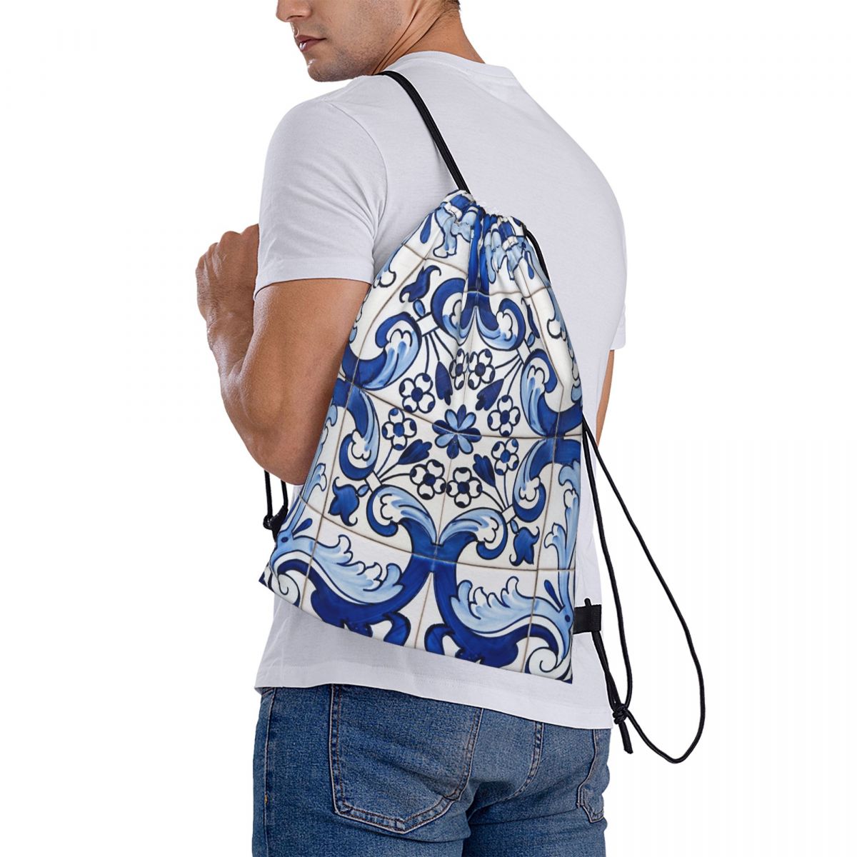 Antique Classic Lisbon Blue Az - Tile Bag Drawstring 리뷰 및 가격