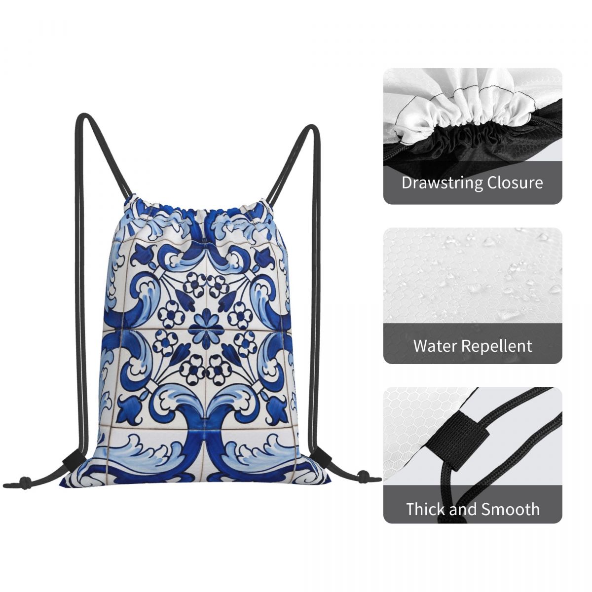 Antique Classic Lisbon Blue Az - Tile Bag Drawstring 리뷰 및 가격