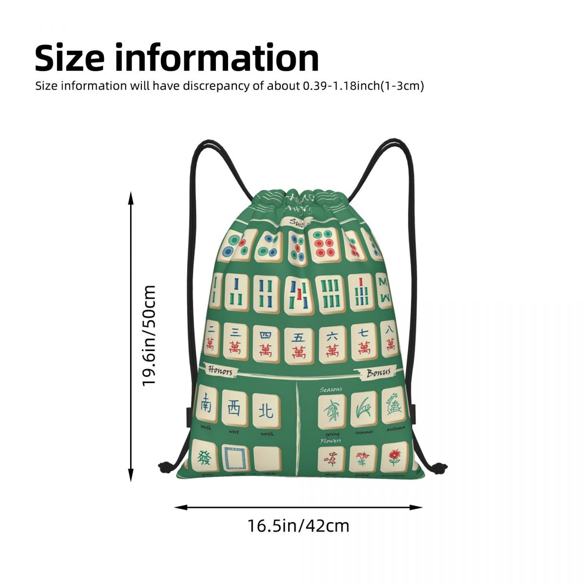 Mahjong Tile Pattern Backpacks - Tile Bag Drawstring 리뷰 및 가격