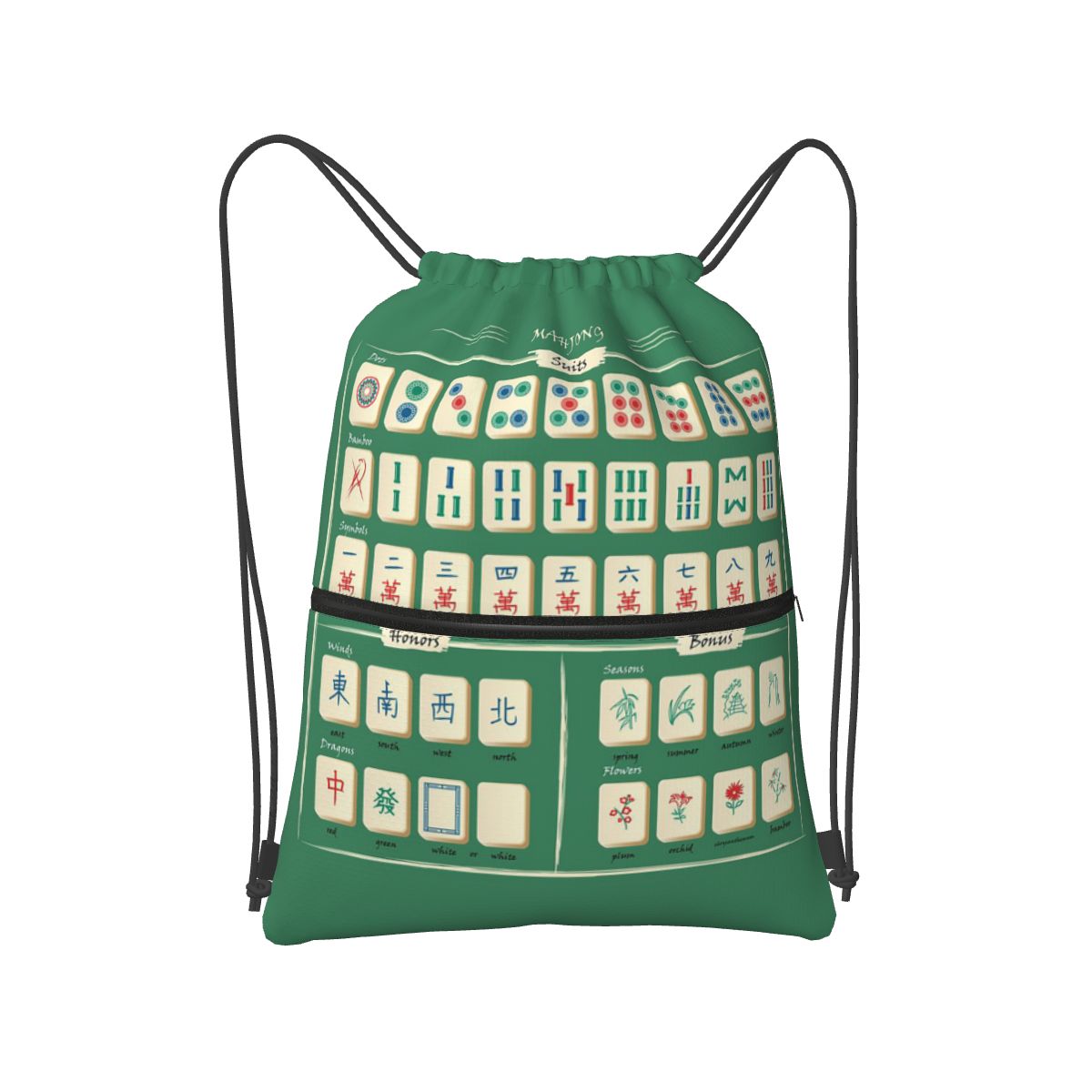 Mahjong Tile Pattern Backpacks - Tile Bag Drawstring 리뷰 및 가격
