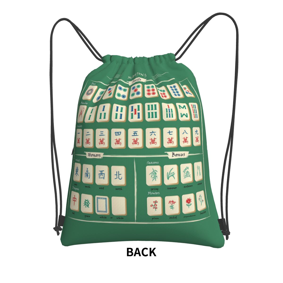 Mahjong Tile Pattern Backpacks - Tile Bag Drawstring 리뷰 및 가격