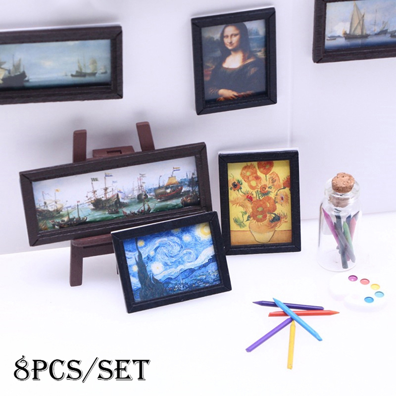 8Pcs/Set 1:12 Dollhouse Miniat - Miniature Painting Set 리뷰 및 가격