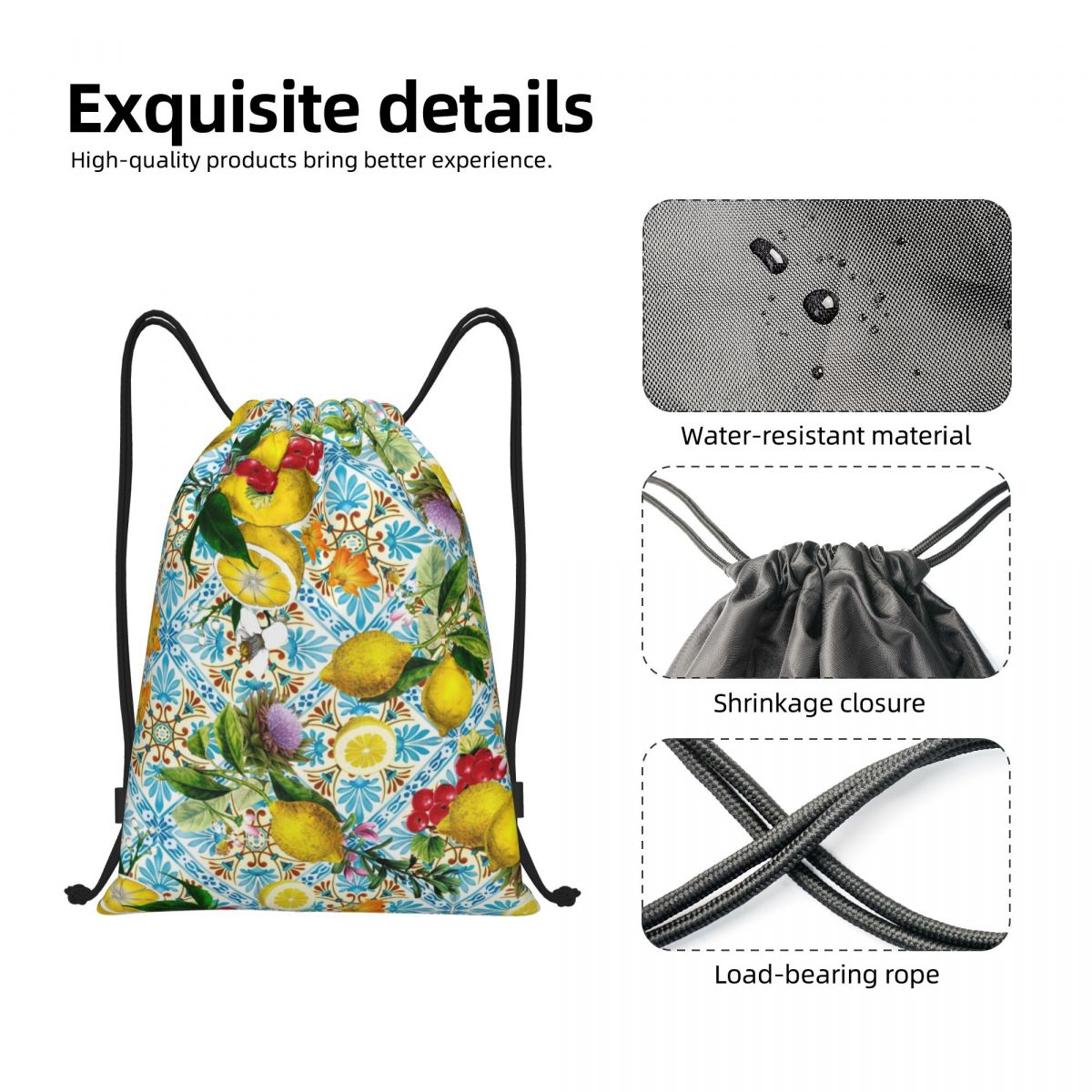 Sicilian Lemons And Romantic T - Tile Bag Drawstring 리뷰 및 가격