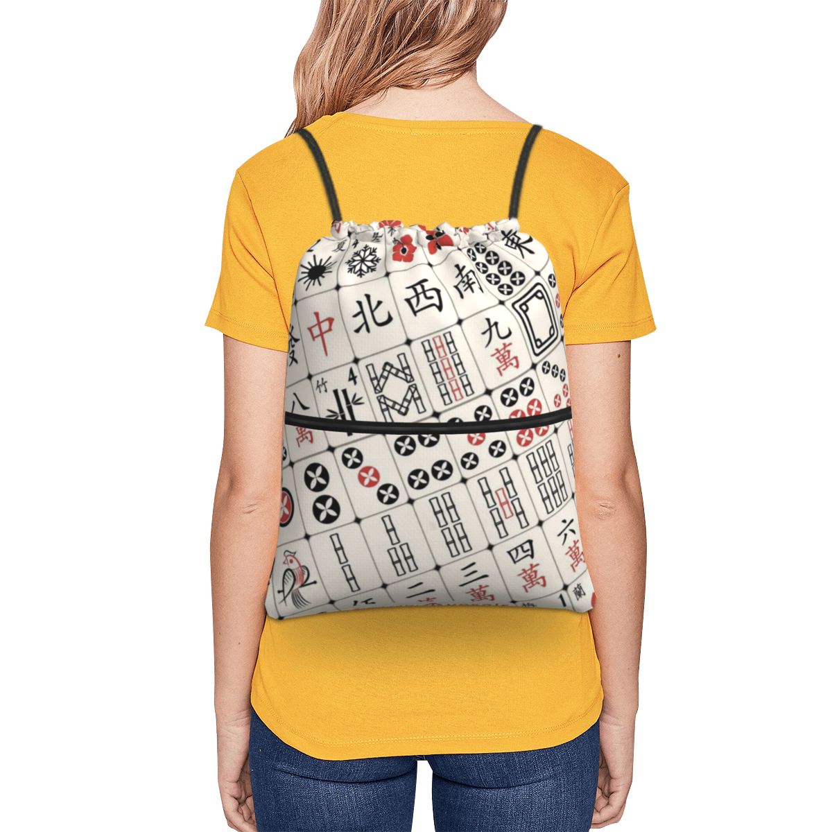 Mahjong Tile Pattern Backpacks - Tile Bag Drawstring 리뷰 및 가격